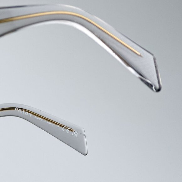 Prada PR17WS 12R30B BRAND NEW Sunglasses Transparent Grey Rectangle Unisex - Picture 10 of 12